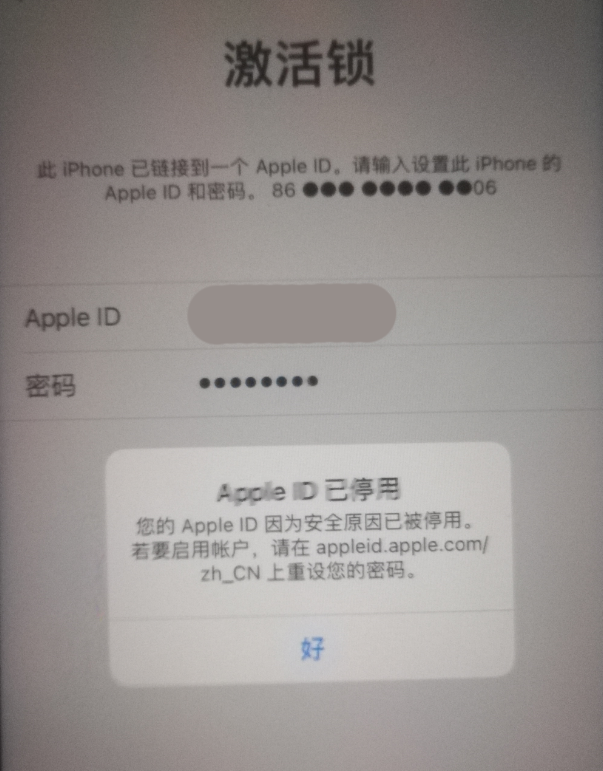 独山苹果手机维修分享iPhone 12 出现提示“Apple ID 已停用”怎么办 